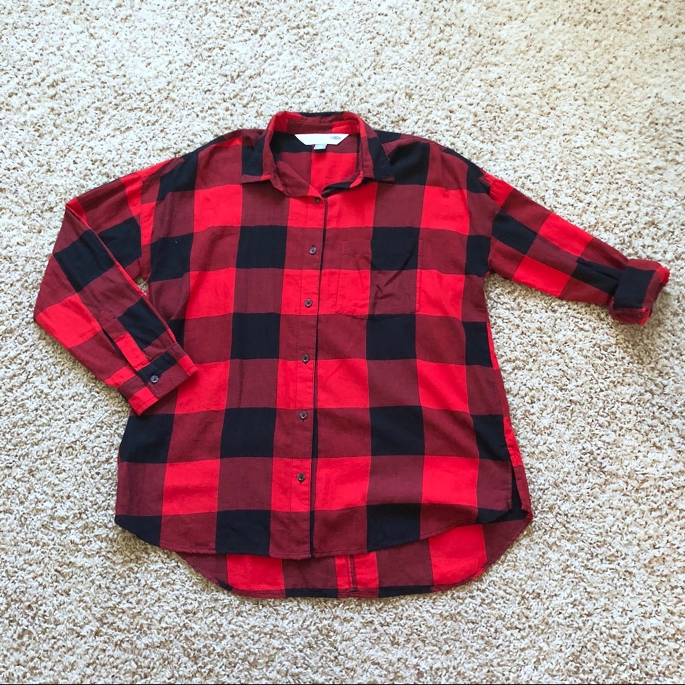 Old Navy Red Boyfriend flannel